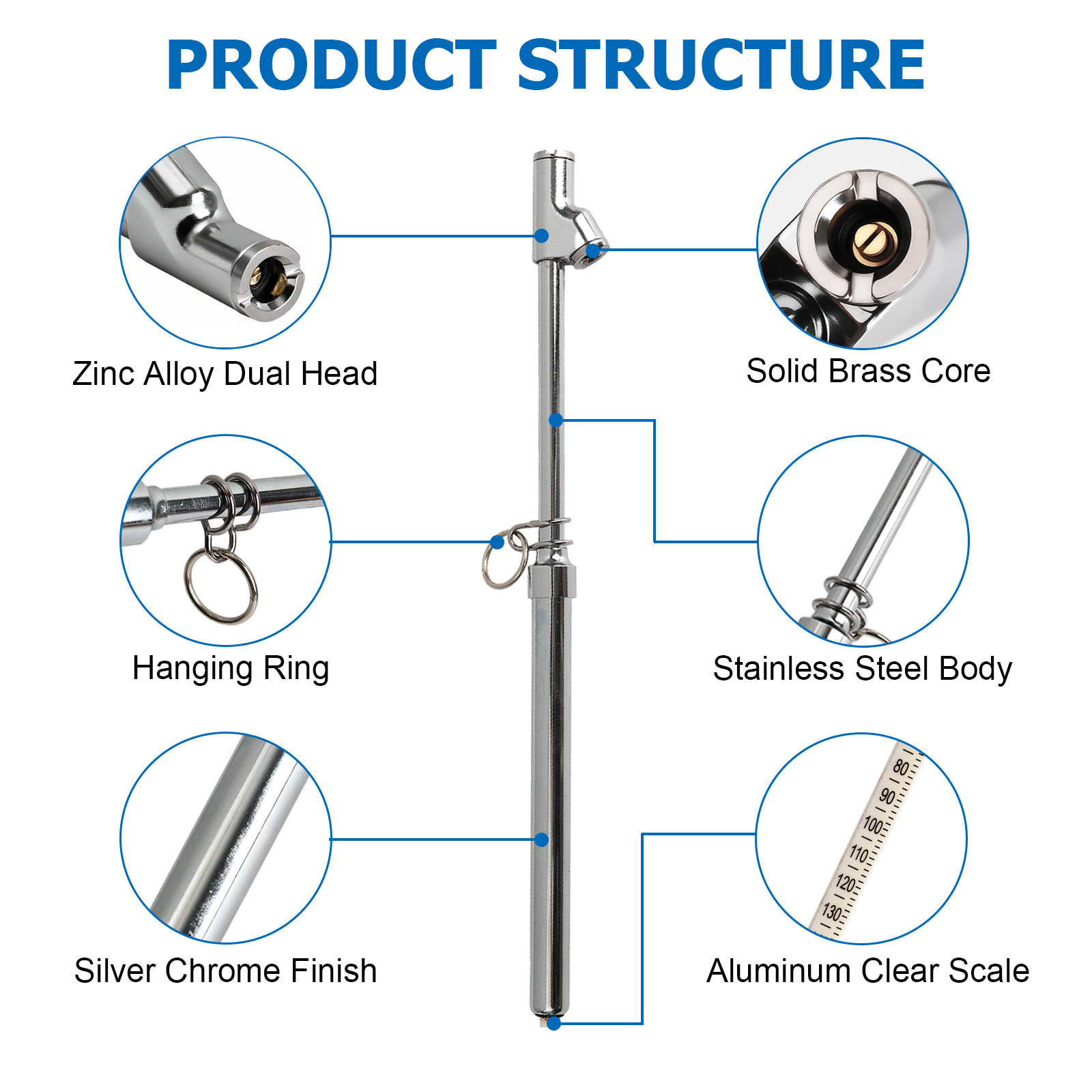 Tyre Pressure Gauge - مقياس ضغط إطارات مزدوج الرأس مع