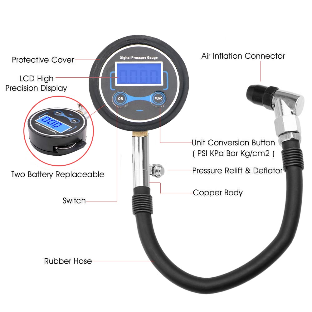 دراجة نارية قياس ضغط الإطارات  - مراجعة Tyre Pressure Gauge وسعره